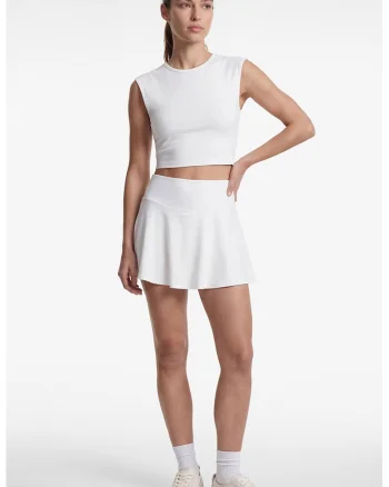 Tricou crop cu decolteu la baza gatului, Alb