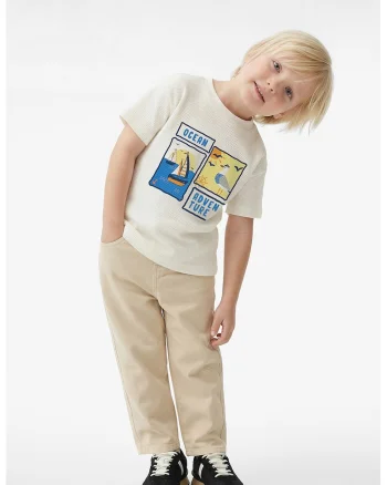 Tricou din pique cu imprimeu grafic, Alb fildes/Galben deschis/Albastru royal