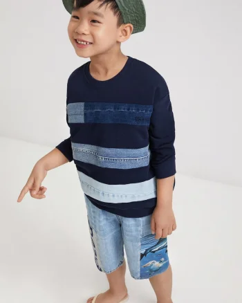 Bluzon Ares cu insertii din denim