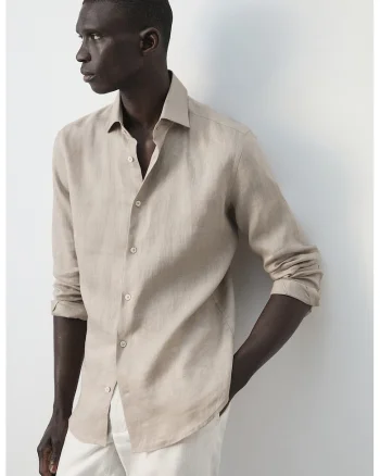 Camasa slim fit de in, Bej inchis