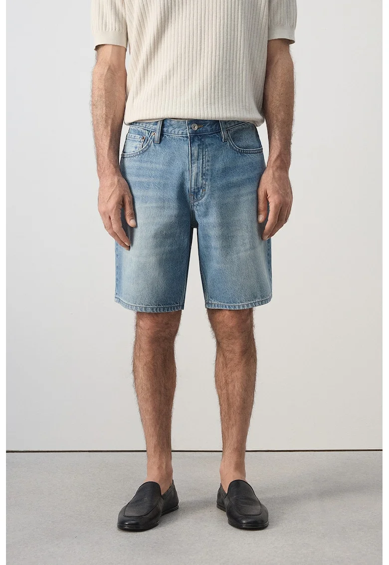 Pantaloni scurti din denim cu buzunare, Albastru prafuit