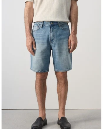 Pantaloni scurti din denim cu buzunare, Albastru prafuit