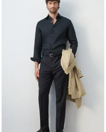 Camasa slim fit de in, Albastru ultramarin