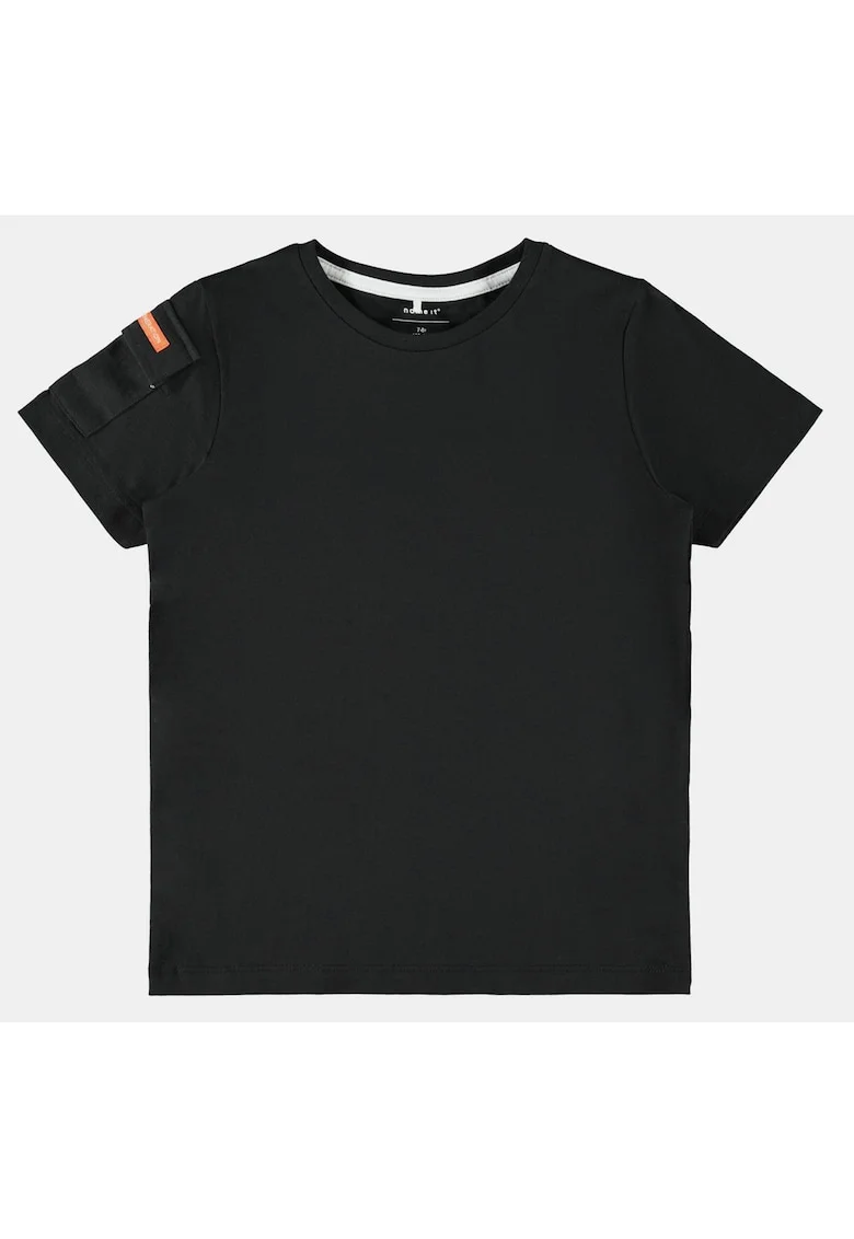 Tricou din amestec de bumbac organic cu imprimeu text pe spate Niklaso,