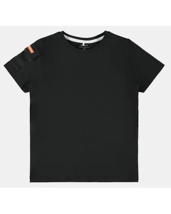 Tricou din amestec de bumbac organic cu imprimeu text pe spate Niklaso,