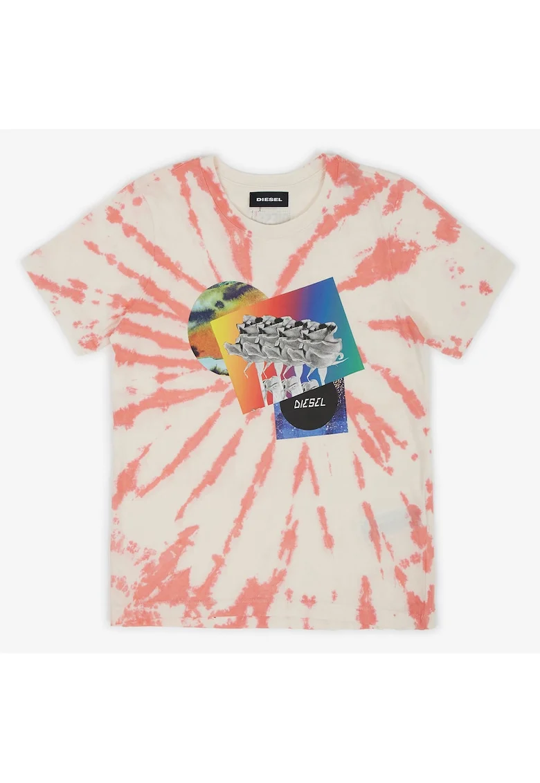 Tricou din bumbac cu imprimeu tie-dye