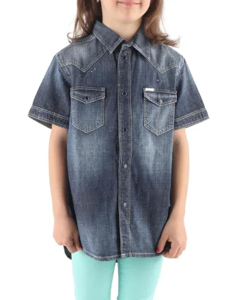 Camasa din denim cu maneca scurta
