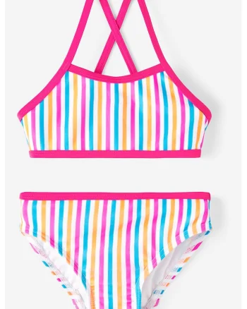 Costum de baie cu dungi din doua piese