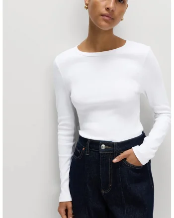 Bluza slim fit din amestec de bumbac, Alb