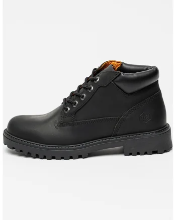 Bocanci de piele cu logo, Negru stins