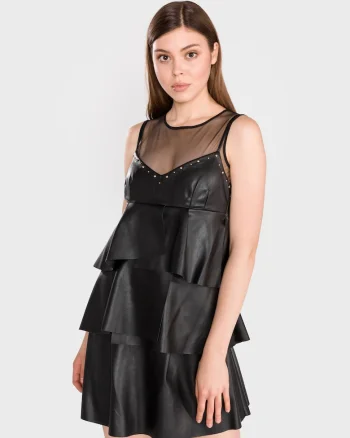 Rochie mini stratificata din piele ecologica
