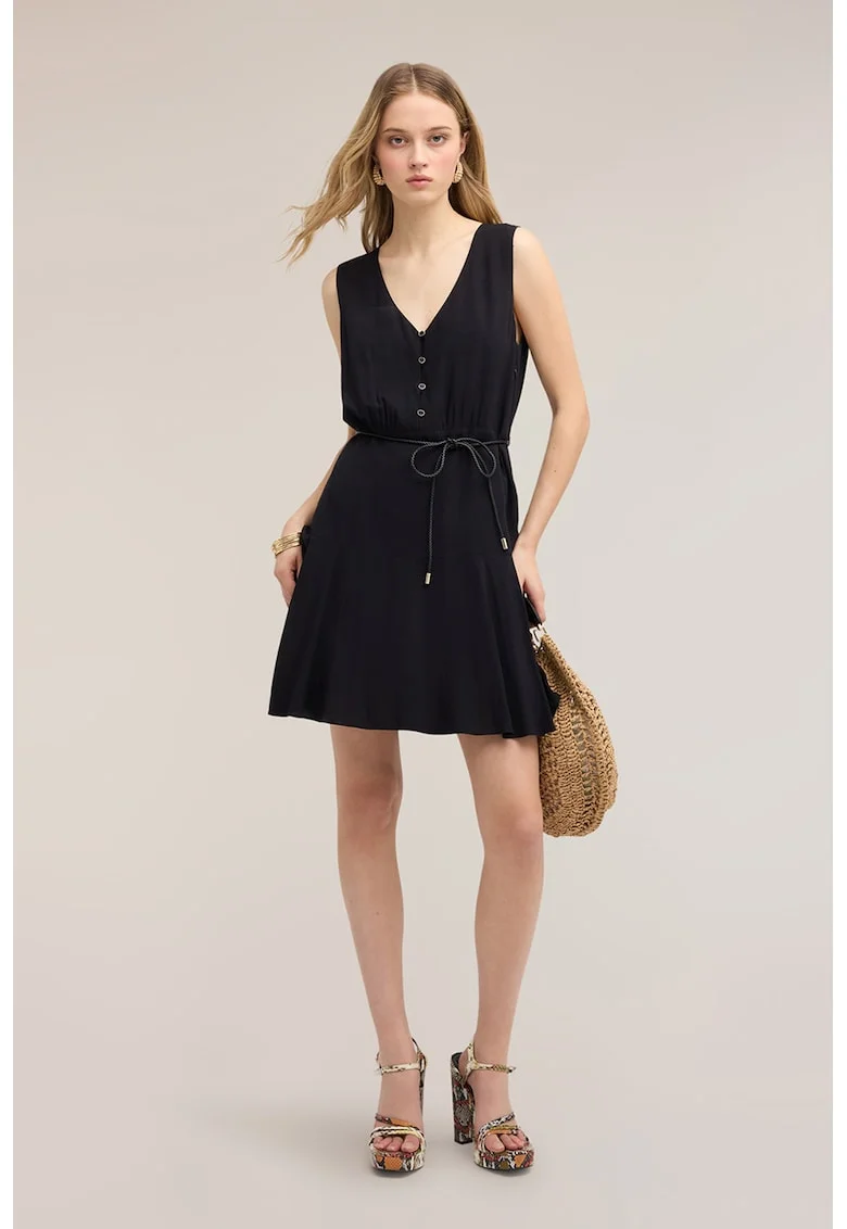 Rochie cu cordon impletit, Negru