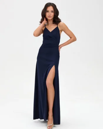 Rochie lunga bleumarin, cu spatele gol, Amara