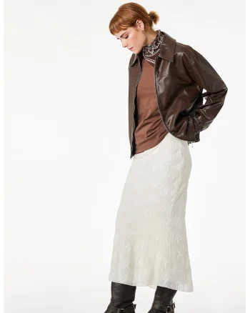 Fusta midi cu slit pe spate, Bej deschis
