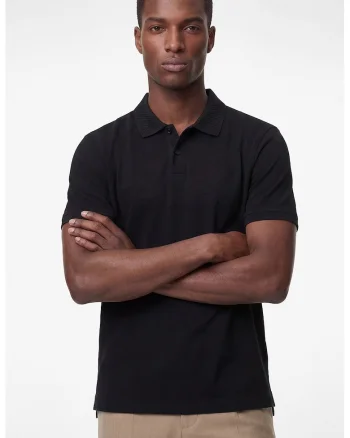 Tricou de bumbac cu guler polo, Negru