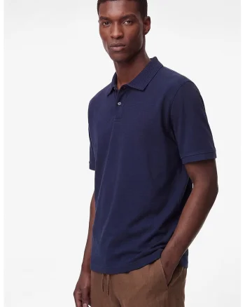 Tricou de bumbac cu guler polo, Albastru inchis