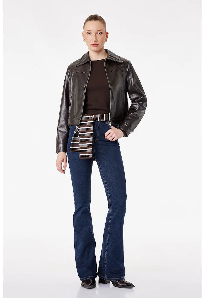 Blugi bootcut cu talie inalta Victoria, Bleumarin