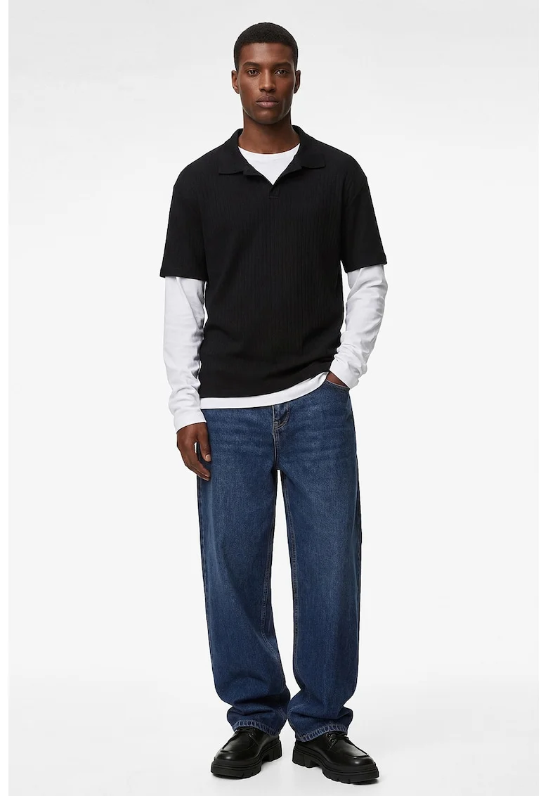 Tricou polo de bumbac, Negru