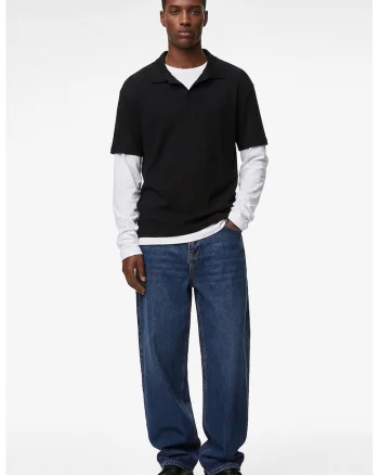 Tricou polo de bumbac, Negru