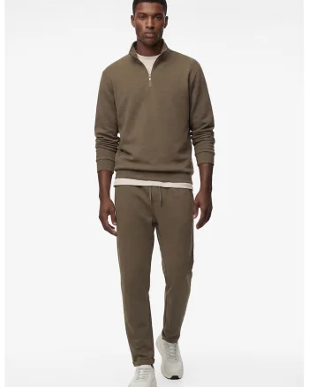 Pantaloni de trening din amestec de bumbac cu snur, Bej