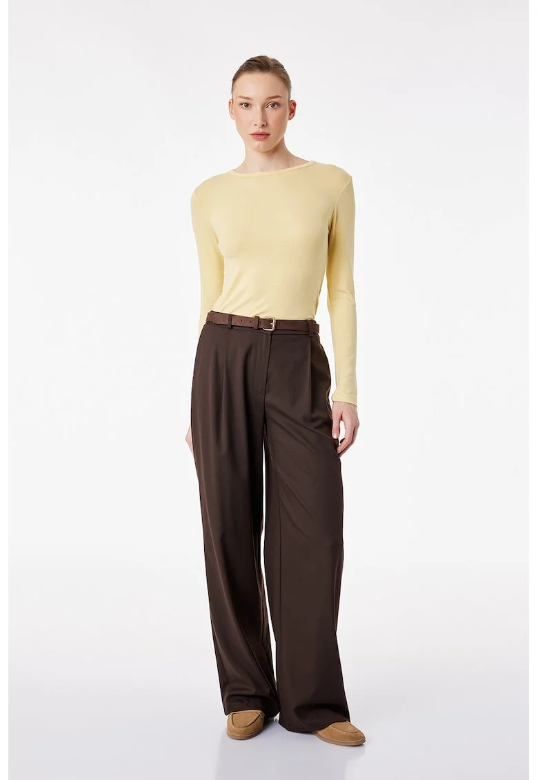 Bluza uni slim fit, Galben deschis