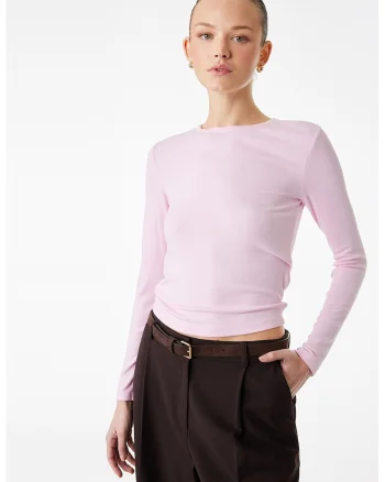 Bluza uni slim fit, Roz deschis