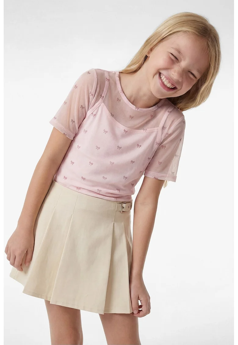 Bluza semitransparenta cu maneci scurte, Crem