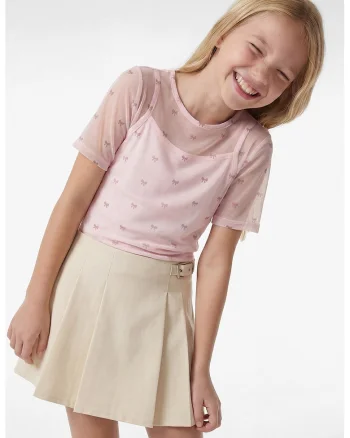 Bluza semitransparenta cu maneci scurte, Crem