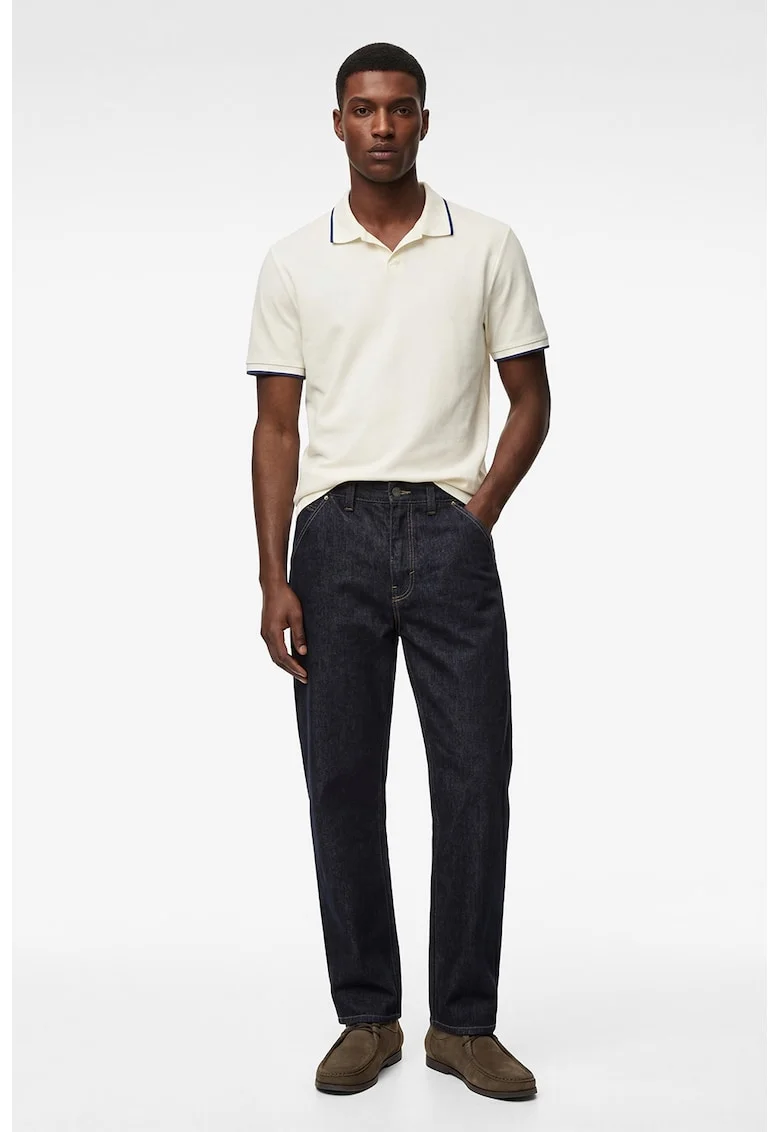 Tricou polo din bumbac, Alb fildes