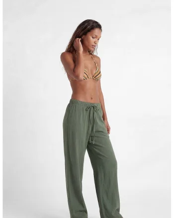 Pantaloni muslin cu croiala ampla, Verde fistic