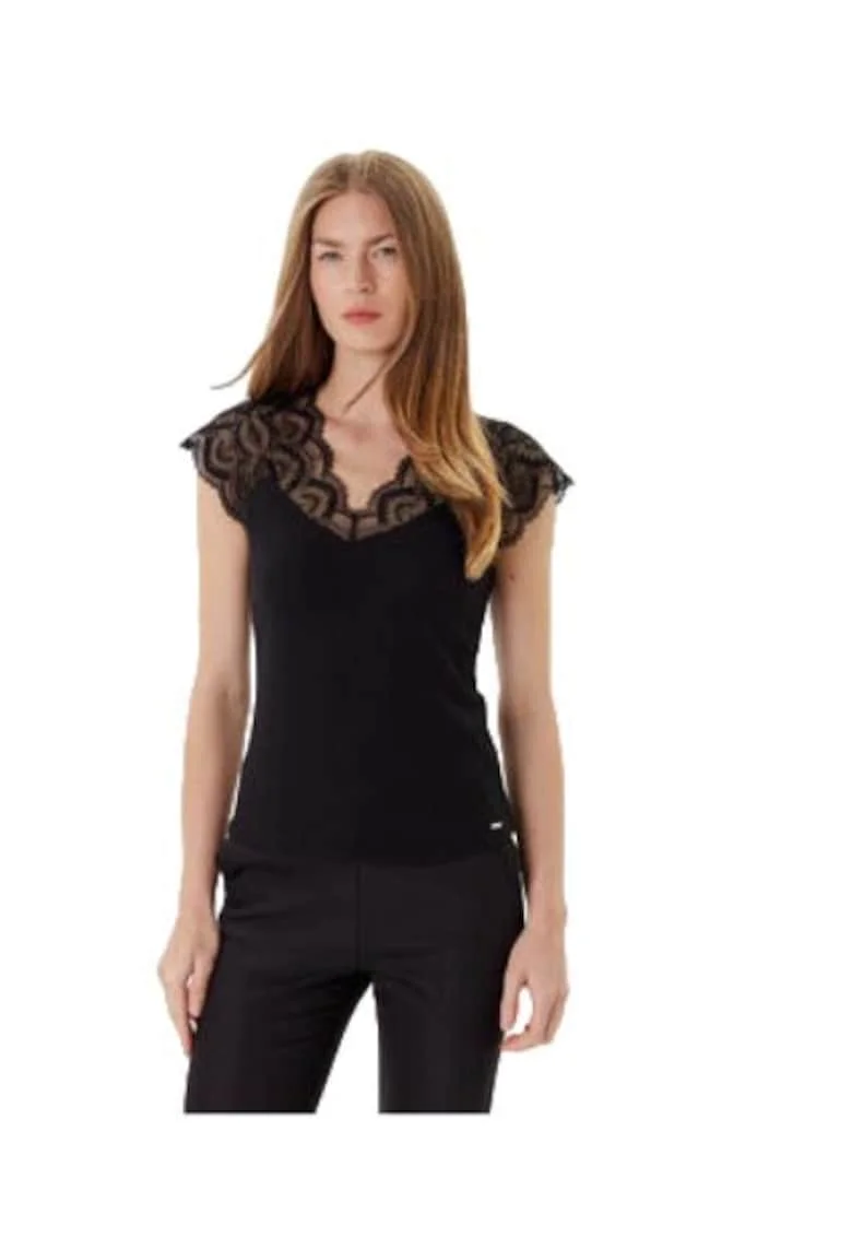 Tricou dama,  viscoza/poliester/elastan, negru