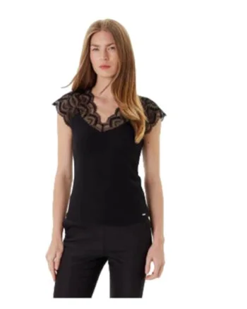 Tricou dama,  viscoza/poliester/elastan, negru