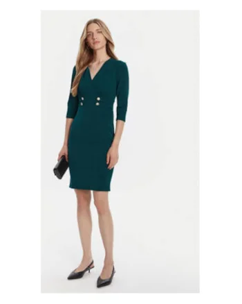 Rochie cocktail Dama,  Verde, poliester, elastan,