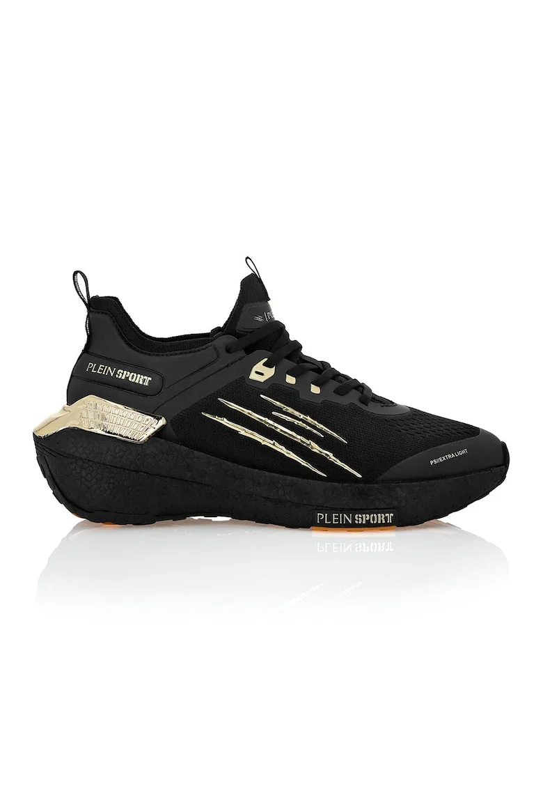 Pantofi sport wedge foarte usori Stealth Runner, Alb fildes/Negru