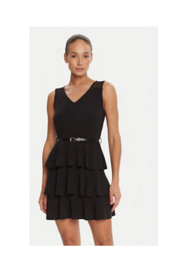 Rochie de cocktail,  neagra, 95% poliester, 5% elastan