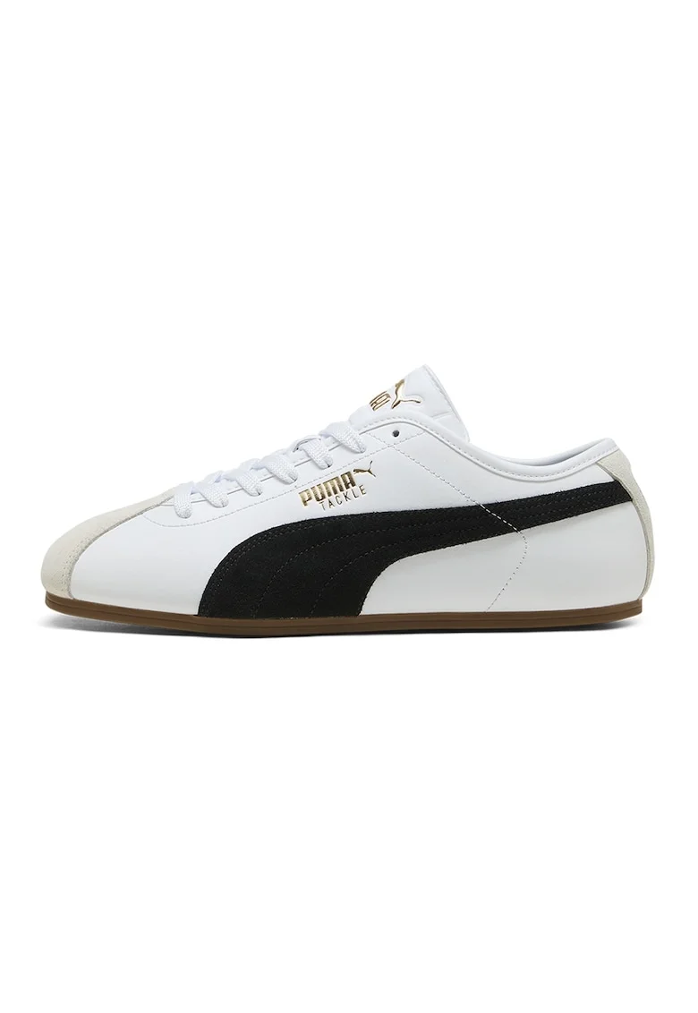 Pantofi sport Tackle de piele cu detalii de piele ecologica, Negru stins/Maro taupe deschis/Alb optic
