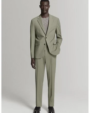 Sacou slim fit cu nasturi, Verde pal