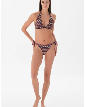 Costum de baie cu aspect tricotat, Alb/Rosu mac/Gri inchis/Rosu prafuit