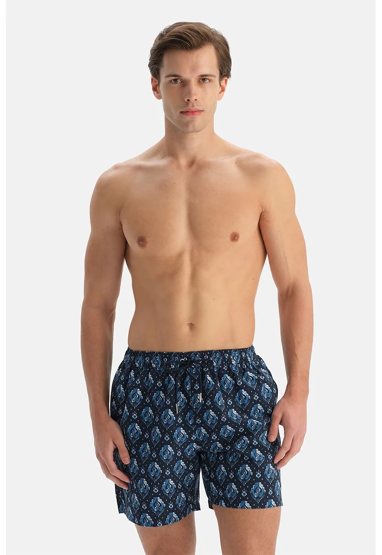 Pantaloni scurti de baie cu imprimeu grafic, Albastru oceanic/Albastru ultramarin