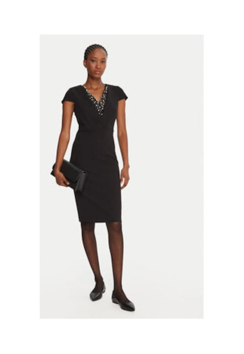 Rochie de cocktail,  neagra, poliester-elastan