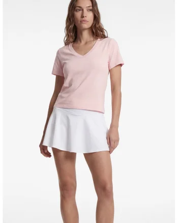 Tricou slim fit cu decolteu in V, Roz pastel