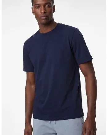 Tricou de bumbac cu decolteu la baza gatului, Albastru ultramarin