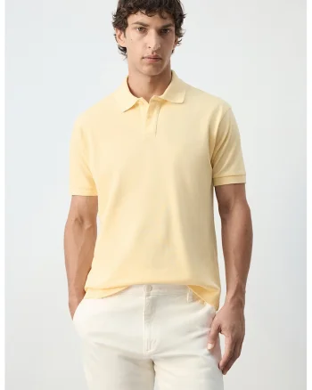 Tricou polo uni de bumbac, Portocaliu deschis