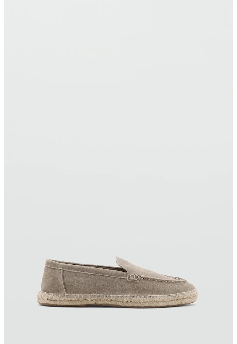 Pantofi din piele cu aplicatii de iuta, Bej