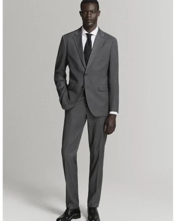 Sacou slim-fit cu slituri pe partea din spate, Gri inchis melange