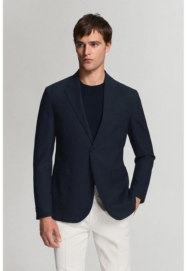 Sacou slim-fit din amestec de lana, Bleumarin