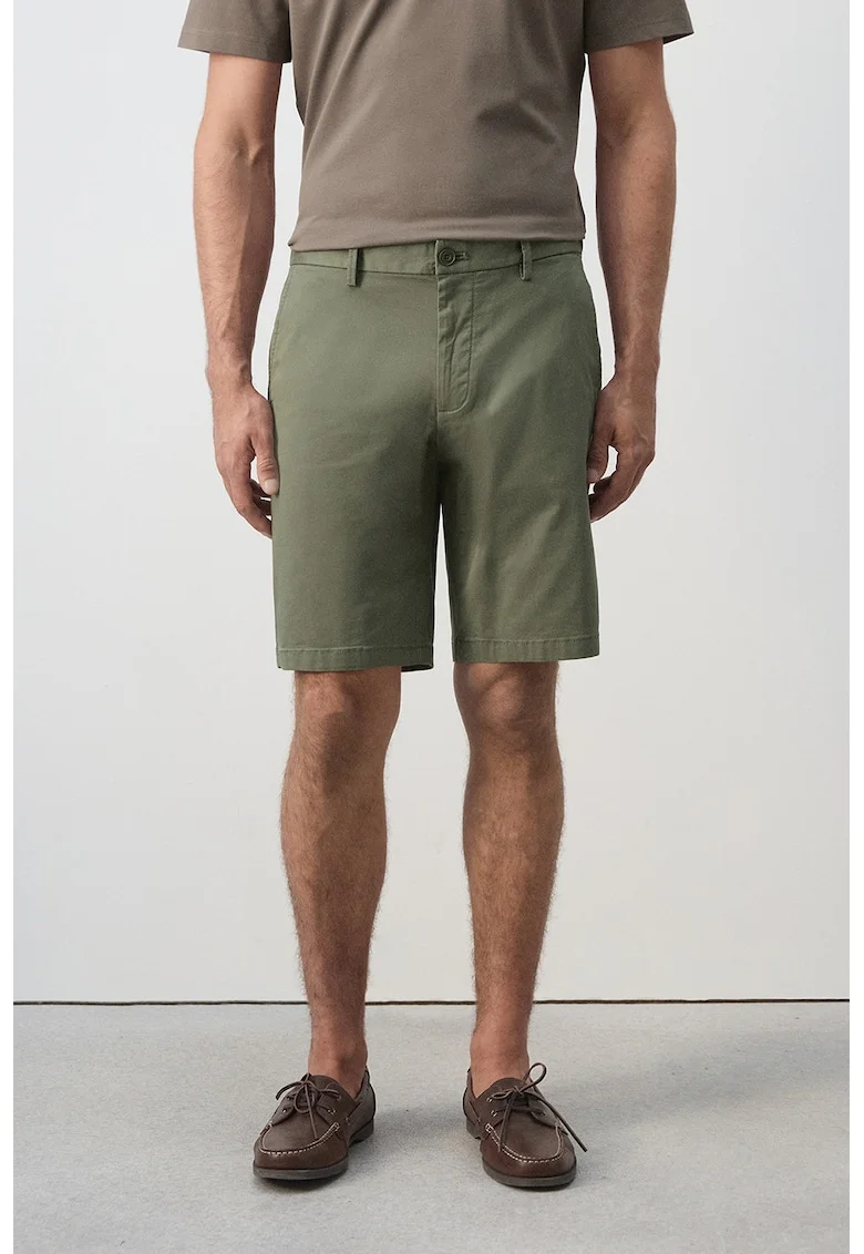Bermude Chino cu talie medie, Verde pal