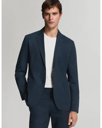 Sacou slim-fit din amestec de in, Bleumarin