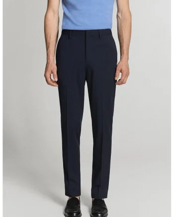 Pantaloni conici cu model uni, Bleumarin