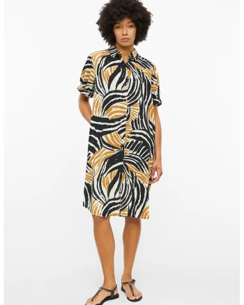 Rochie-camasa midi, Negru/Maro